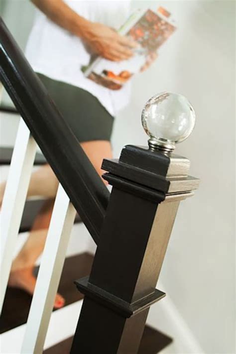 metal finial and wood rail wall bracket stairs|newel post finials.